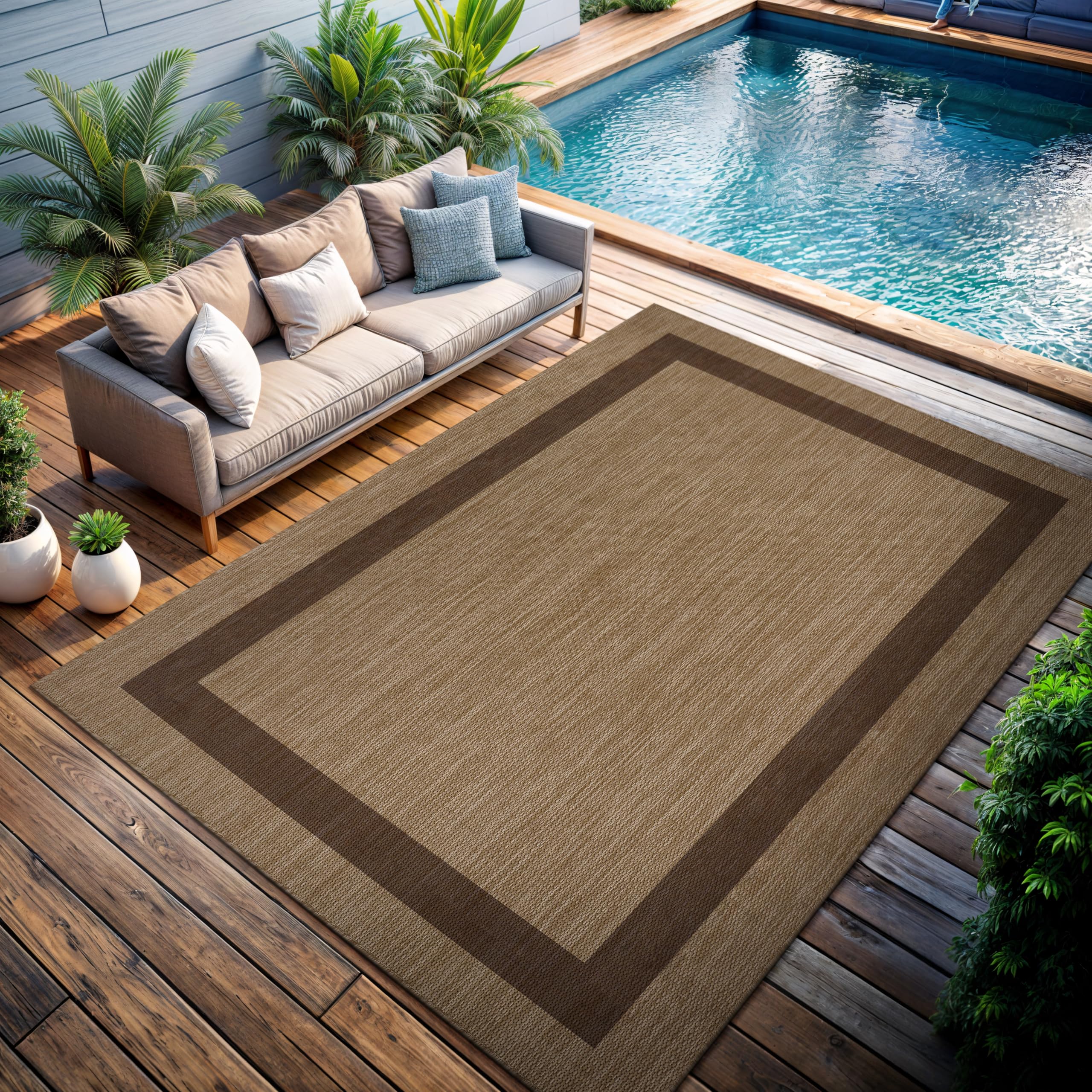 CAMILSON Outdoor Rug 8x10 - Modern Outside Rugs for Patios Porches Waterproof Durable Washable Non-Shedding, Easy-to-Clean Indoor Outdoor Area Carpet