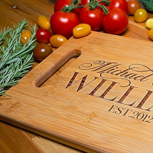 Miniatura 6 de Tabla de cortar personalizada  9 diseños  6 x 9 pulgadas  Tabla de cortar de bambú  Regalos para la pareja, regalos de inauguración de la casa,
