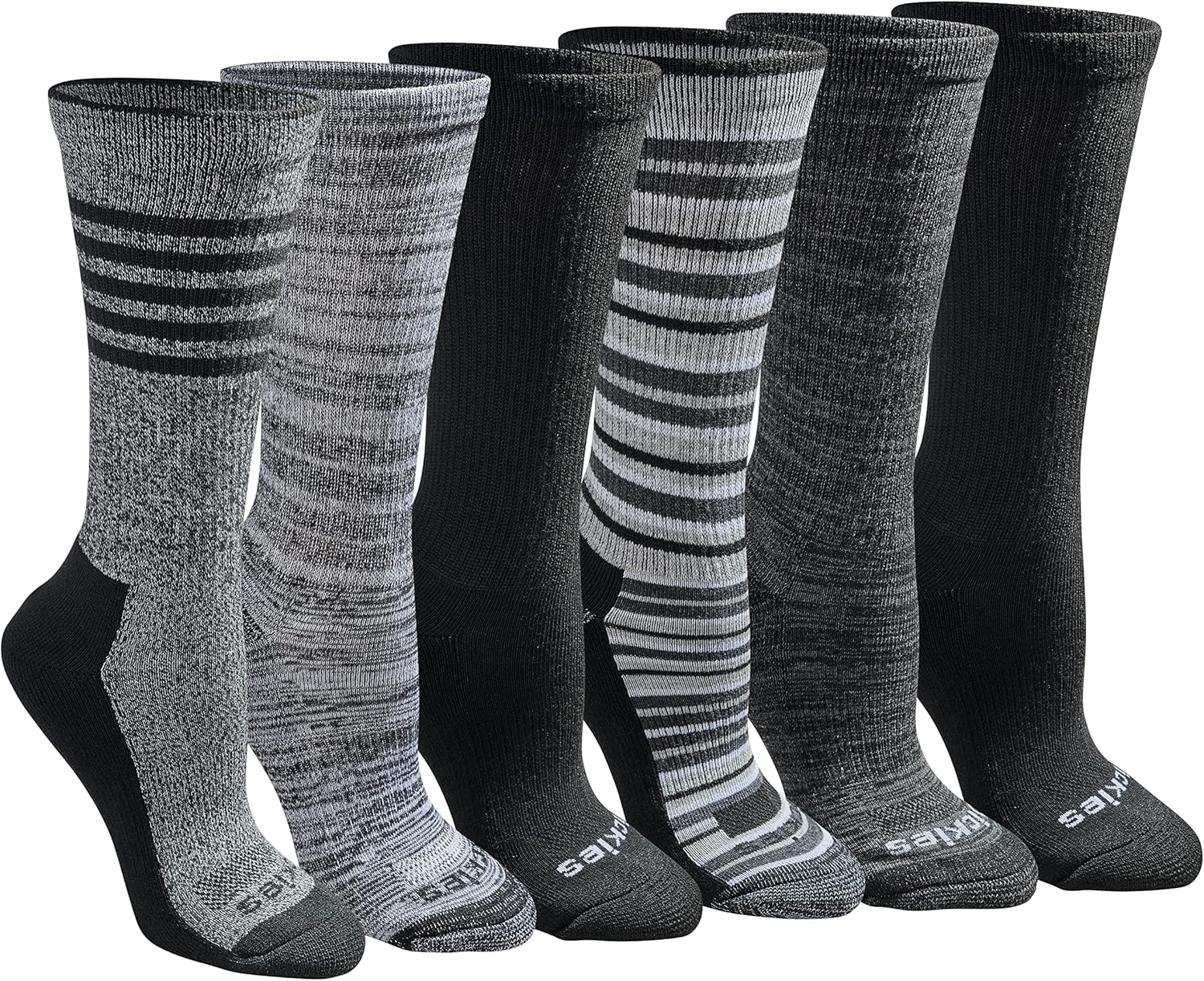 Dickies Women's Dri-tech Moisture Control Crew Socks Multipack Shoe Size: 9-13 Black Stripe (6 Pairs)