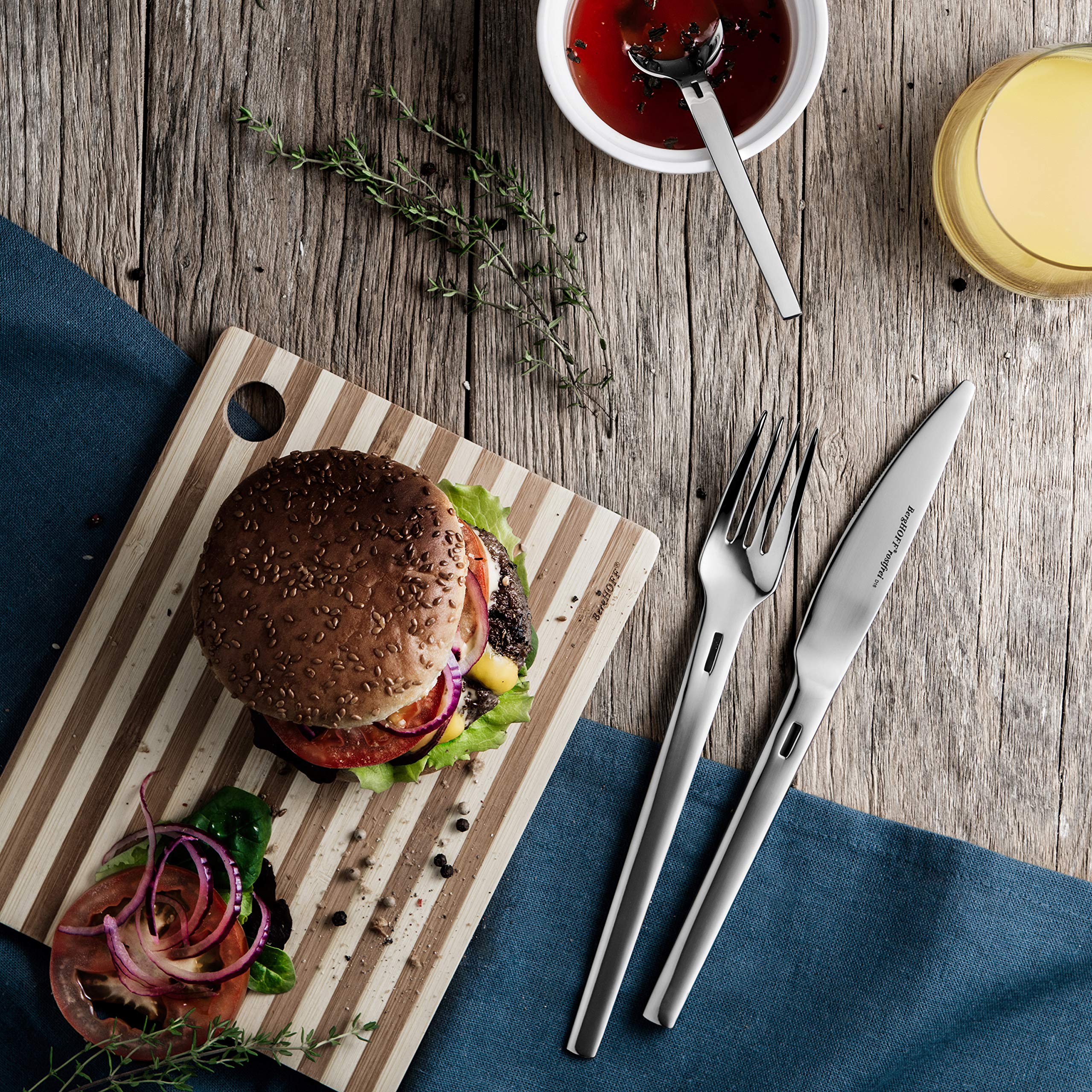 Homikit Bestekset, 36-delig, met steakmes, roestvrij staal, voor 6 personen, met lepel, mes, vork, gehamerd tafelbestek, roestvrij en vaatwasmachinebestendig