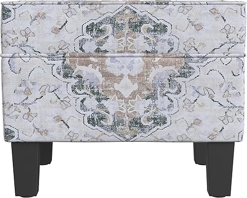 Miniatura 4 de HomePop Decoración para el hogar  K7646-A862  Otomana tapizada moderna rectangular de almacenamiento  Otomana con tapa con bisagras con