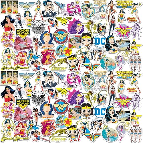 Wonder Woman - Paquete variado de calcomanías de vinilo grandes de lujo, para laptop, botella de agua, álbumes de recortes, tableta, monopatín,