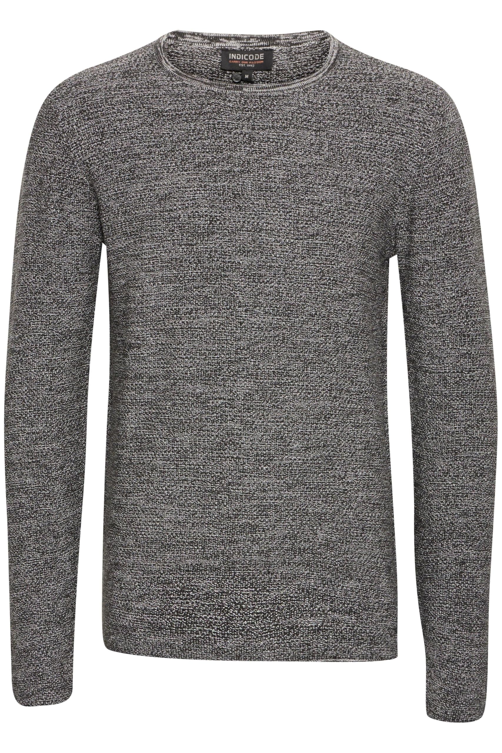 Indicode IDJadas Herren Strickpullover Feinstrick Pullover mit Rundhals-Ausschnitt Label-Details Baumwollmischung Regular fit