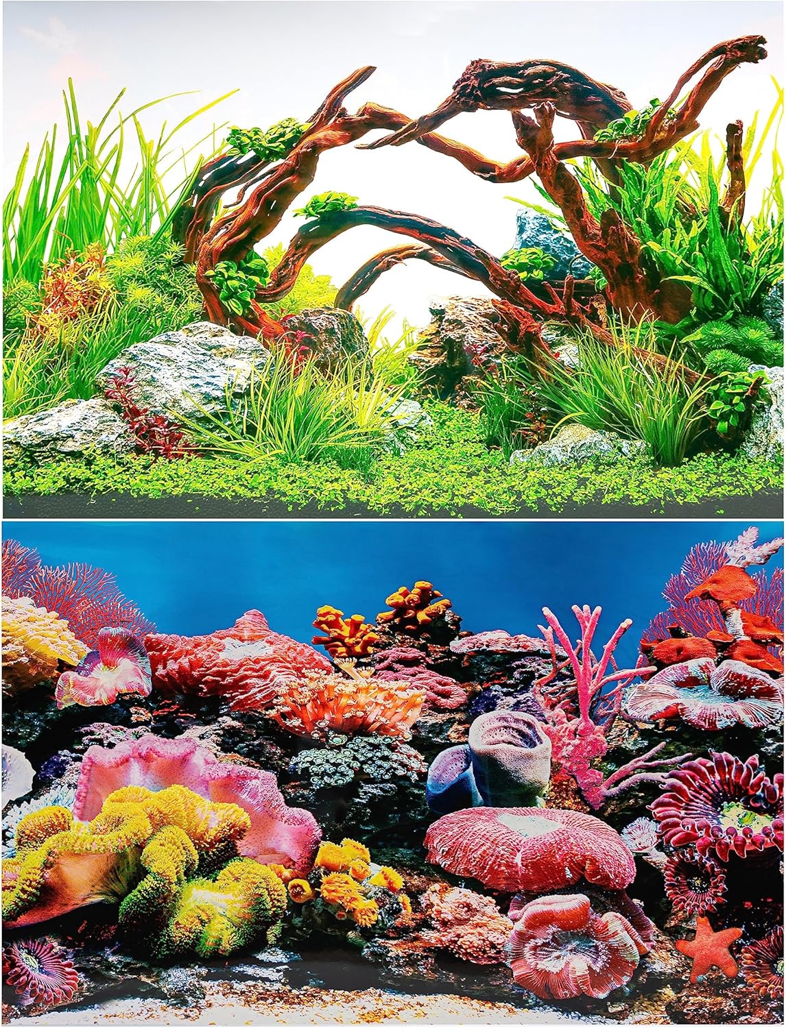 Hidom Aquarium Fish Tank Background Picture décor Poster Double Sided