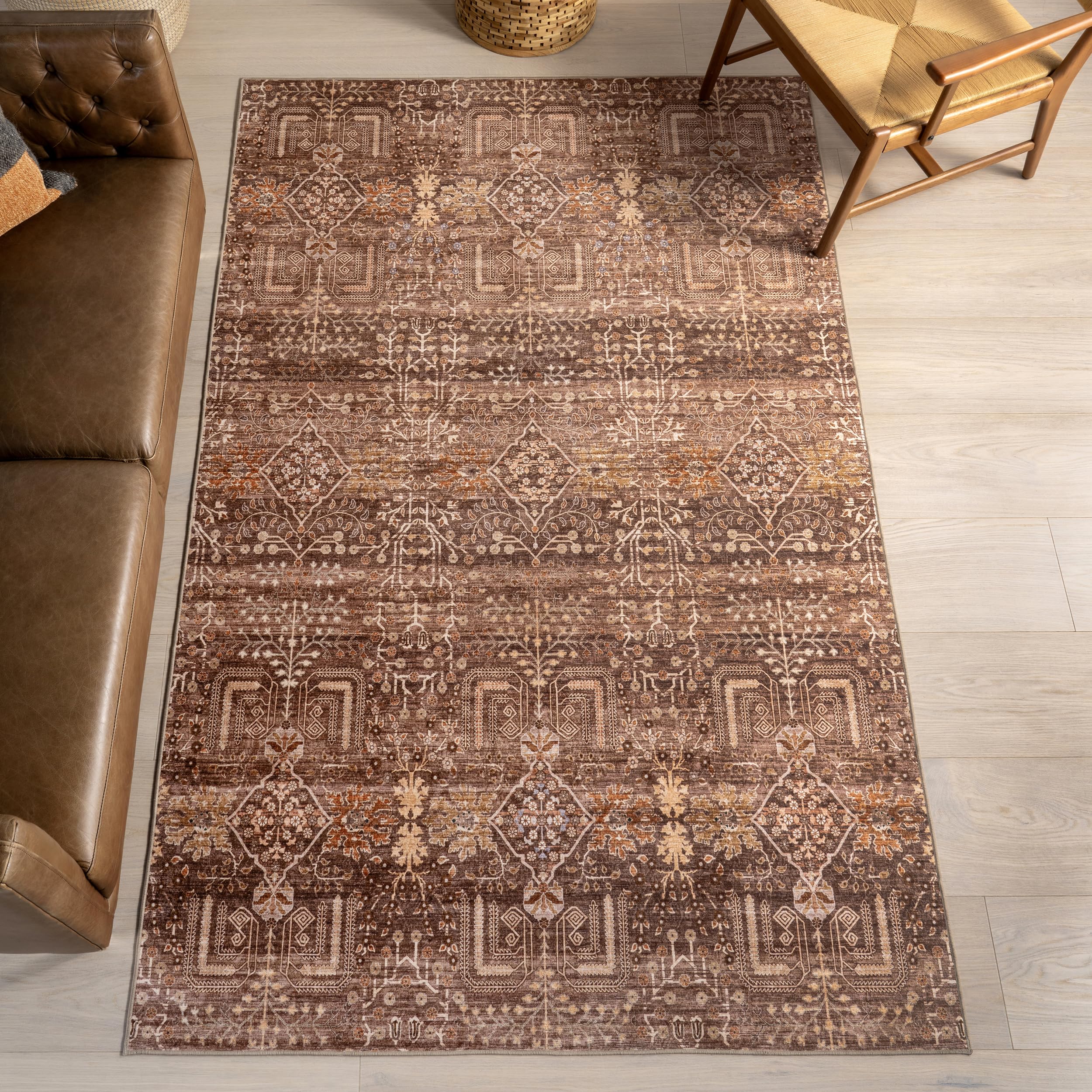Tapis lavable en machine imperméable nuLOOM Feliciti anti-tache pour salle à manger