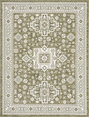 Miniatura 624 de Rugs.com Outdoor Aztec Collection Alfombra – 4 x 6 pies alfombra de tejido plano gris carbón perfecta para salas de estar, grandes comedores, planos