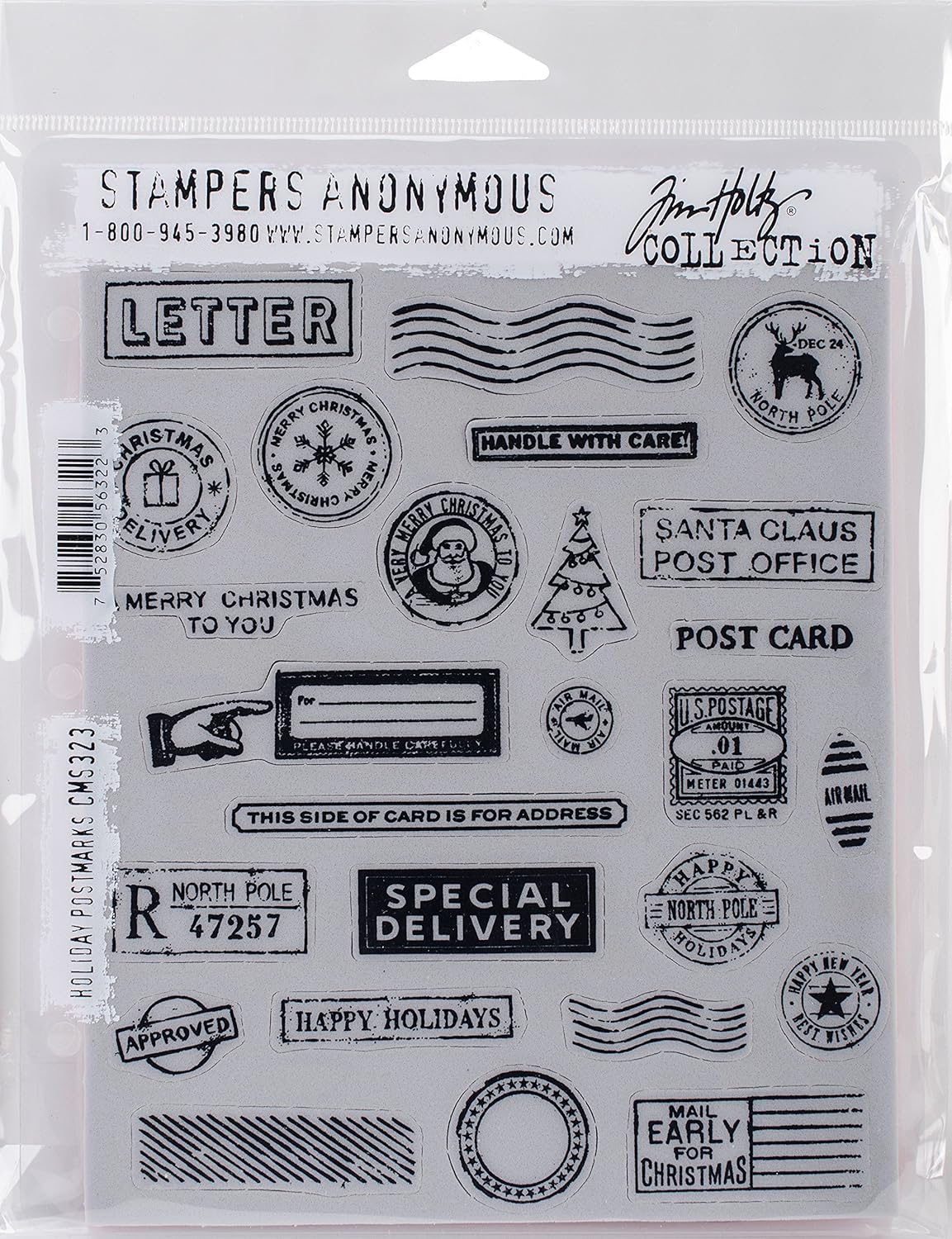 Stamper's Anonymous Tim Holtz Cling Stamps, Holiday Postmarks