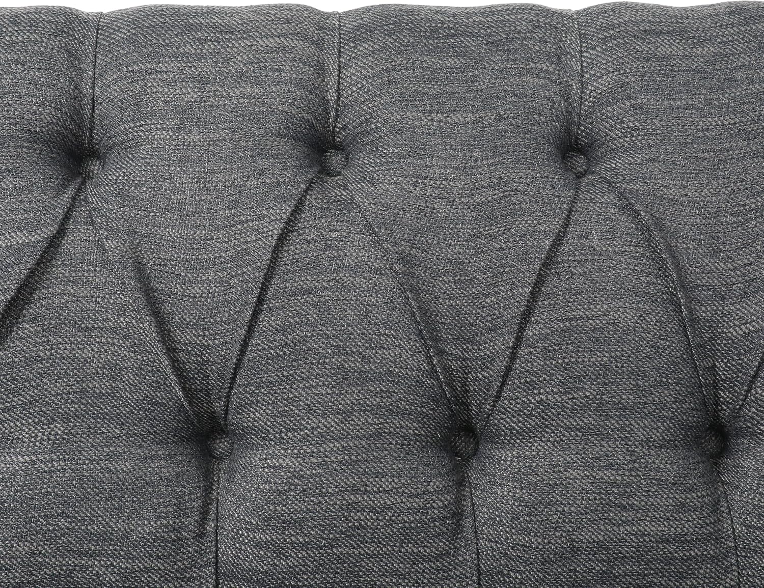 Christopher Knight Home Contemporary Tufted and Diamond Stitching Fabric Loveseat,Tub-Design 2-Seater Sofa,Removable Cushions, Birch Wood Legs,Square Arms,Charcoal Gray and Espresso