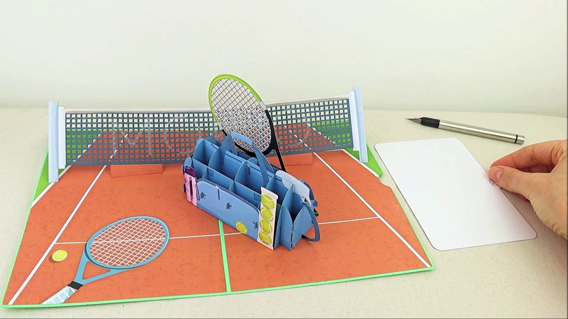 GREETING ART Biglietto Pop-Up 3D Tennis - Regalo Per Compleanno, Pensionamento, Festa Del Papà Per Appassionati