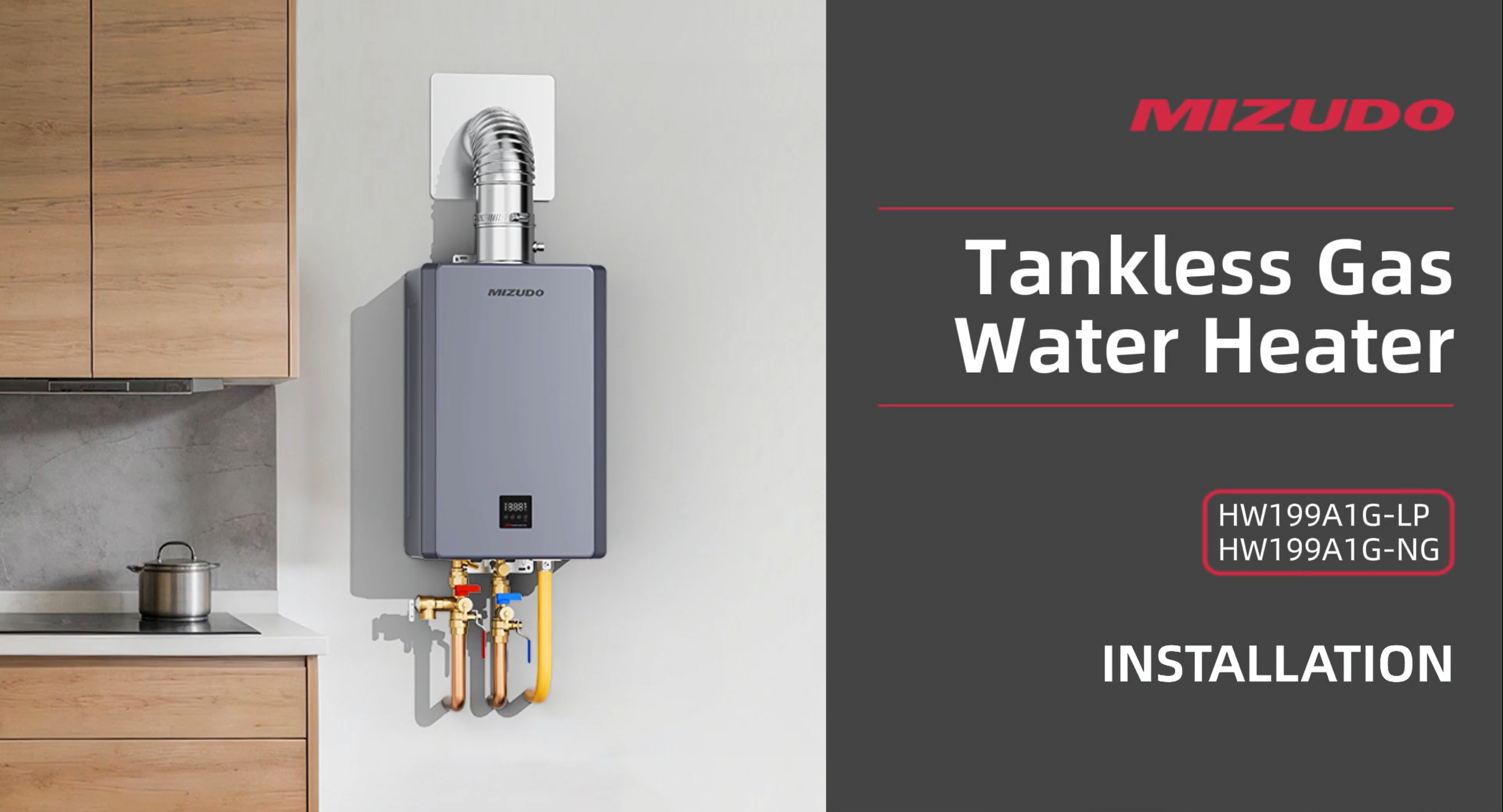 MIZUDO Natural Gas Tankless Water Heater, 199,000 BTU, Indoor