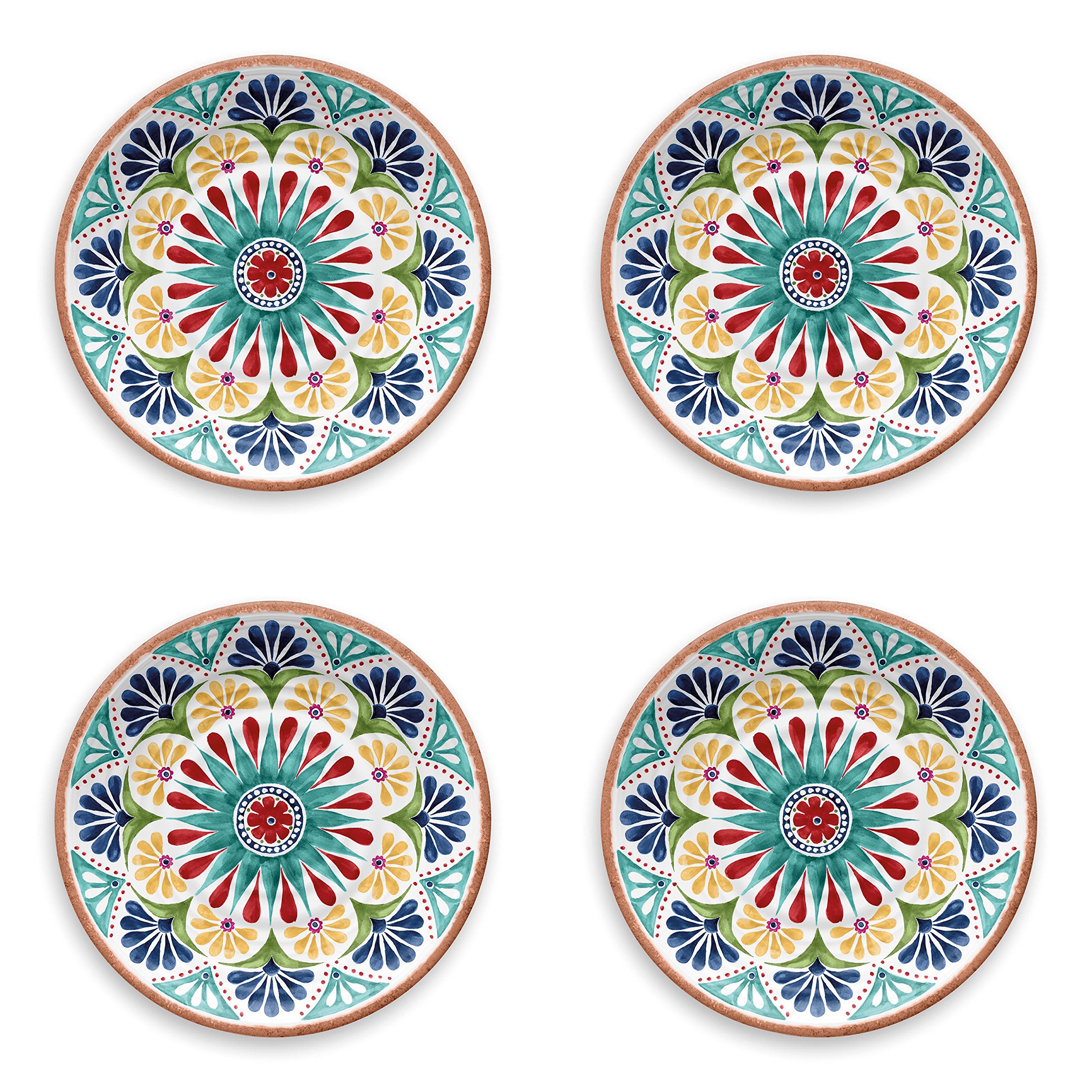 Purely Home Re-usable Rio Medallion 26cm Melamine/Plastic Dinner Plates, Set of 4