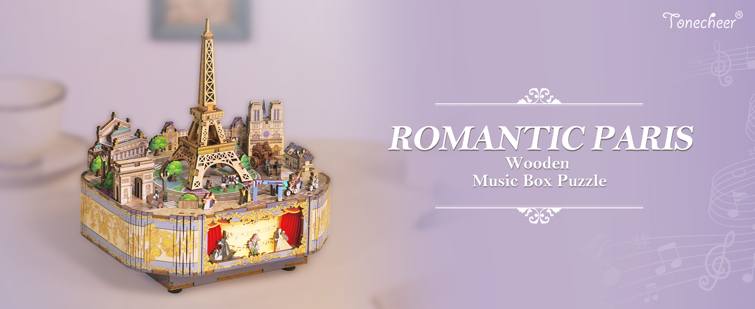 Amazon.com: Tonecheer Wooden Music Box Kit, DIY 3D Puzzle Rotating
