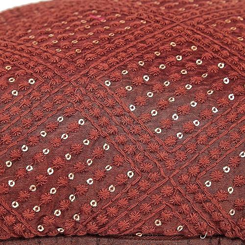 Miniatura 4 de SCARLETT LINENS Juego de 2 fundas de almohada de 18 x 18 pulgadas, 12 x 12 pulgadas, 16 x 16 pulgadas, fundas de almohada bordadas, fundas de