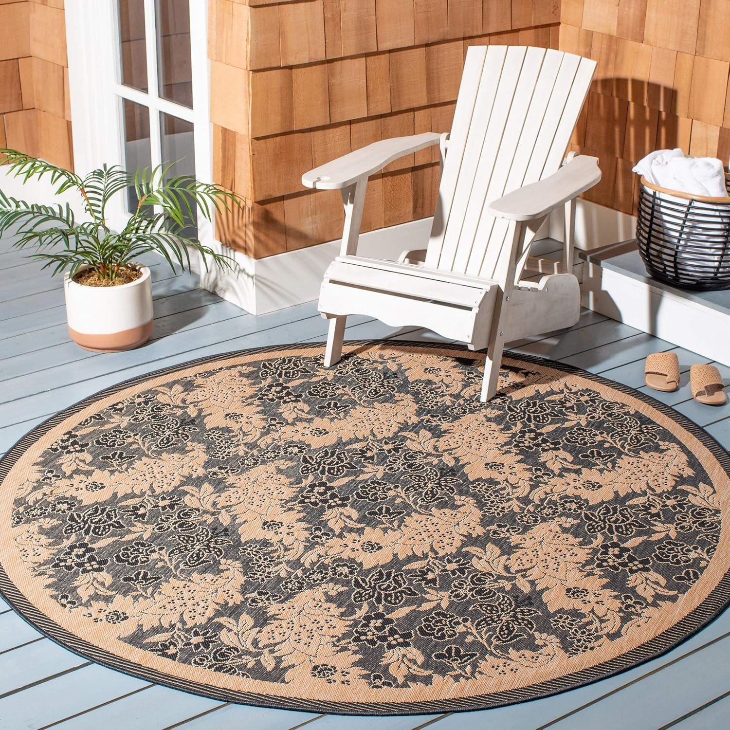 SAFAVIEH Courtyard Collection 2'3" x 6'7" Brick / Natural CY6582 Indoor/ Outdoor Waterproof Easy Cleaning Patio Backyard Mudroom Runner Rug