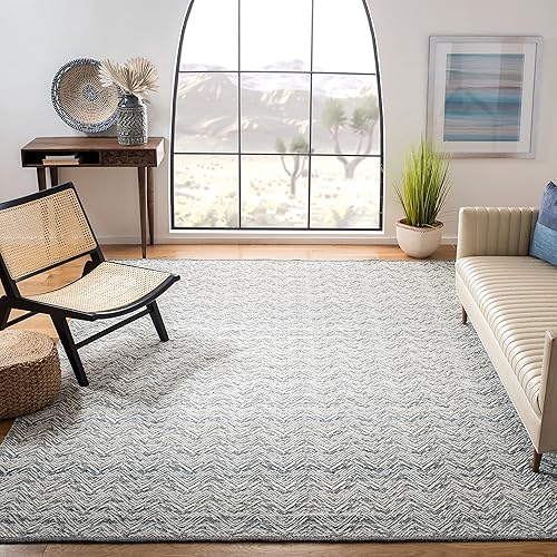 SAFAVIEH Kilim Collection Area Rug - 8' x 10', Grey, Handmade Flat Weave Wool, Ideal for High Traffic Areas in Living Room, Bedroom (KLM401F)