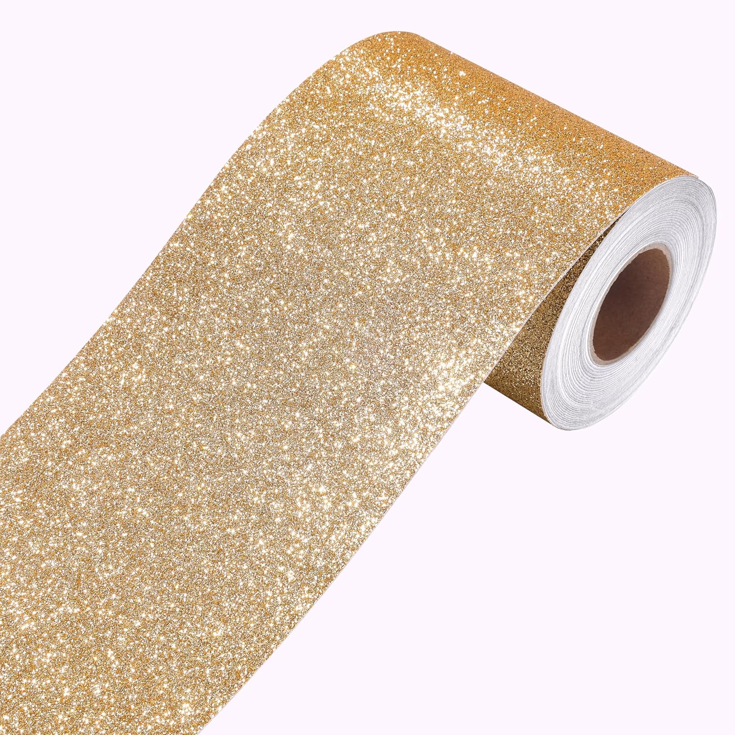 YENHOME 3.94"X236" Champagne Gold Glitter Wallpaper Border Peel and Stick Mirror Frame Border for Bathroom Bedroom Wall Removable Mirror Trim Borders Gold Self Adhesive Sparkle Glitter Contact Paper