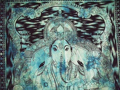 Miniatura 3 de Traditional Jaipur Póster de Lord Ganesha de teñido anudado, decoración de pared india, tapiz hippie, bohemio para colgar en la pared, decoración de