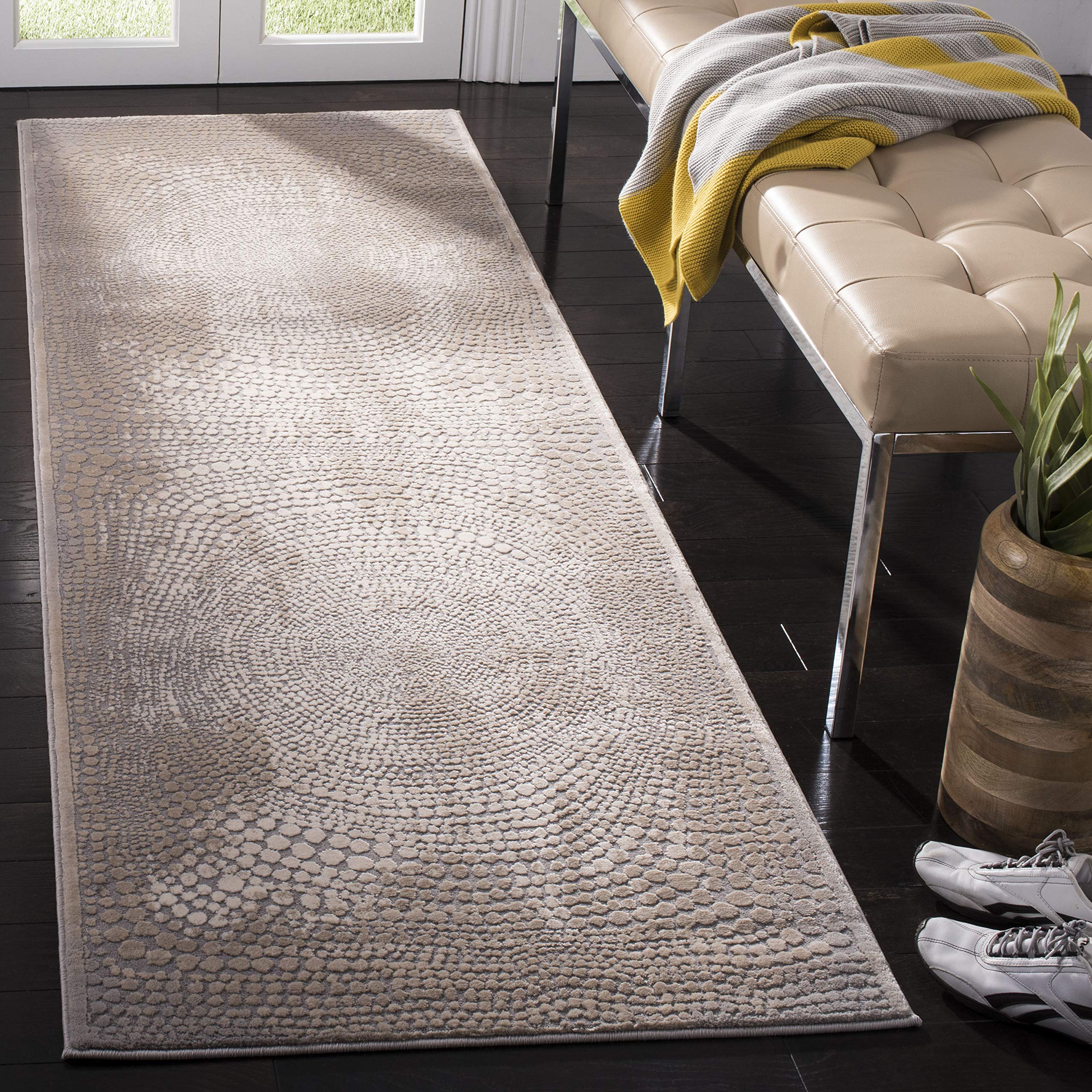 Tapis moderne ivoire et gris Meadow pour couloir et salon Safavieh 62x240 cm