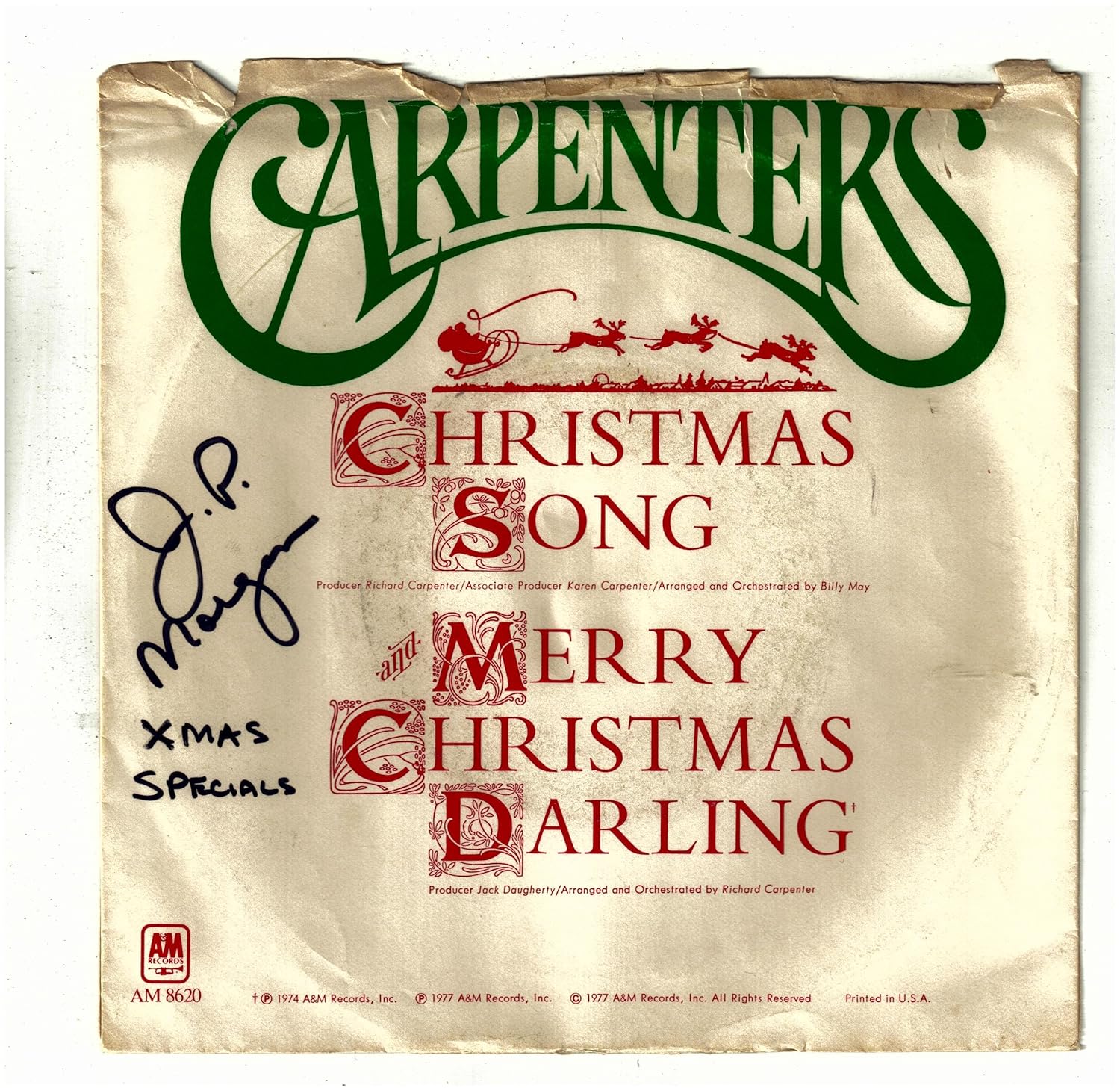 CARPENTERS, THE CARPENTERS, THE / Christmas Song bw Merry Christmas Carpenters The Christmas Song