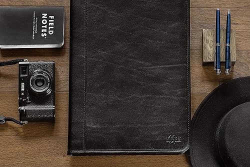 Miniatura 2 de Noda Cartera de cuero a4, portadocumentos, carpeta de conferencias con calculadora (negro)