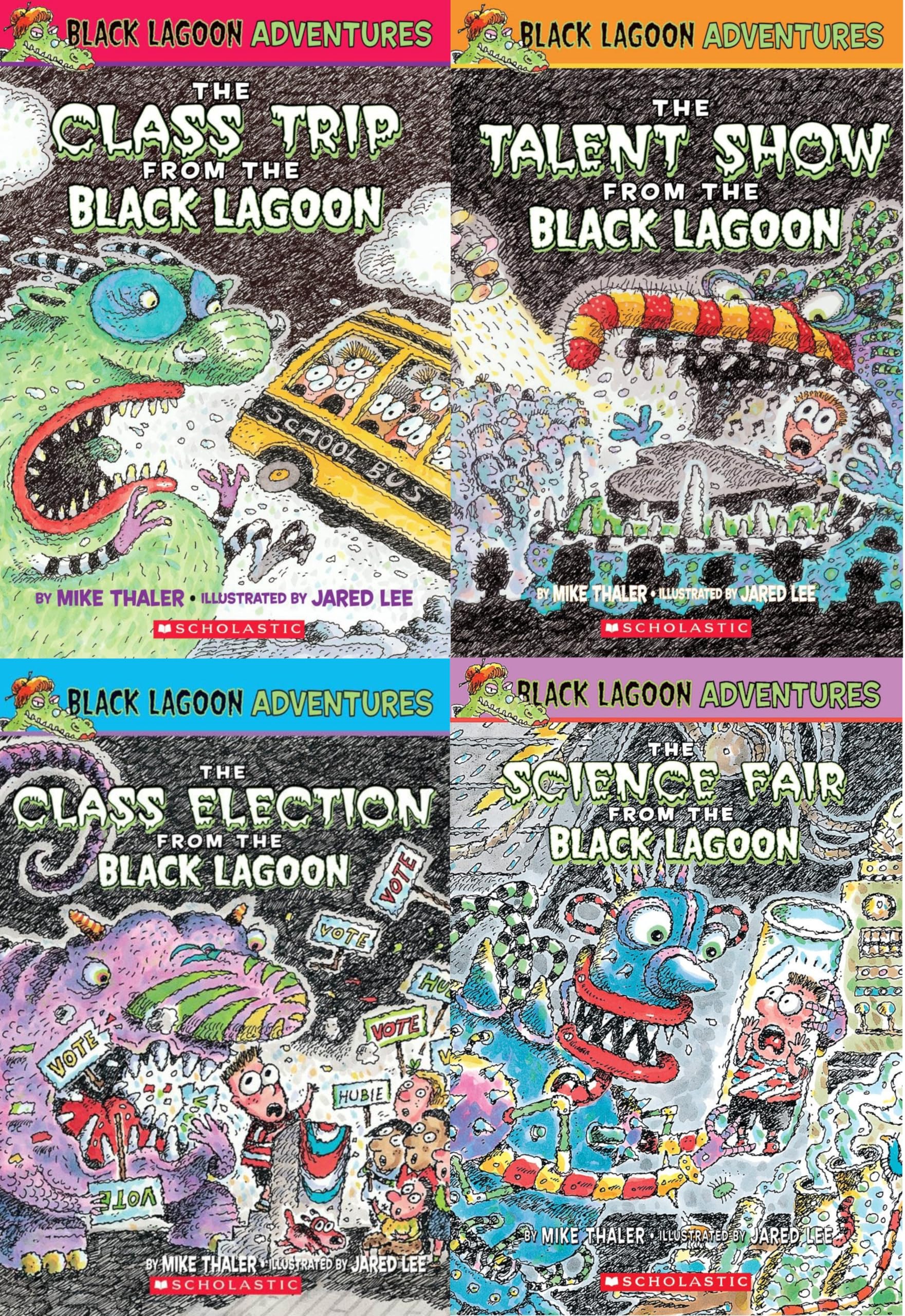 Black Lagoon Chapter Books #1-4 Box Set ; Class Trip, Talent Show, Class Election, Science Fair