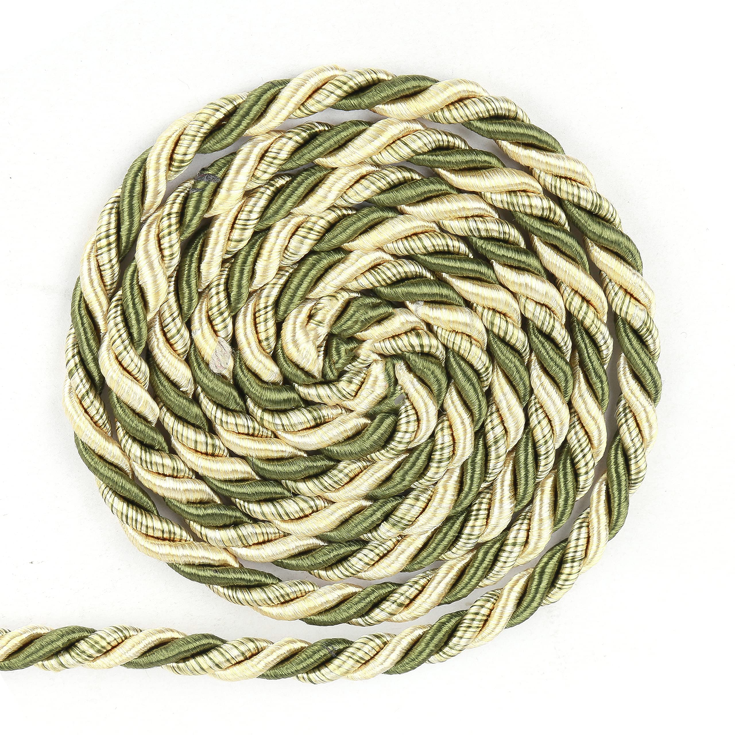 BEL AVENIR 6mm 16Yards Twisted Cord Rope Trim Craft Decorative Nylon Rope Handmade Cording for Sewing Crafts Upholstery Home Décor (Mix Green)