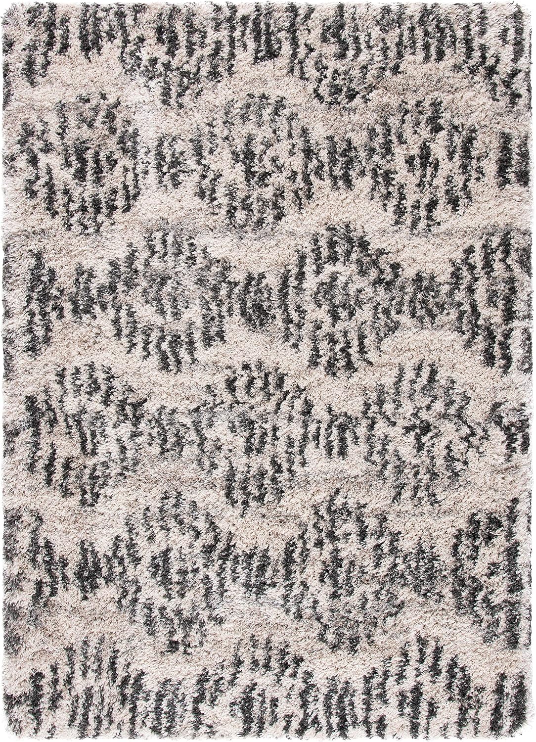 SAFAVIEH Iceland Shag Collection Area Rug - 9' x 12', Cream & Grey, Modern Design, Non-Shedding & Easy Care, 2.6-inch Thick Ideal for High Traffic Areas in Living Room, Bedroom (ISG518A)