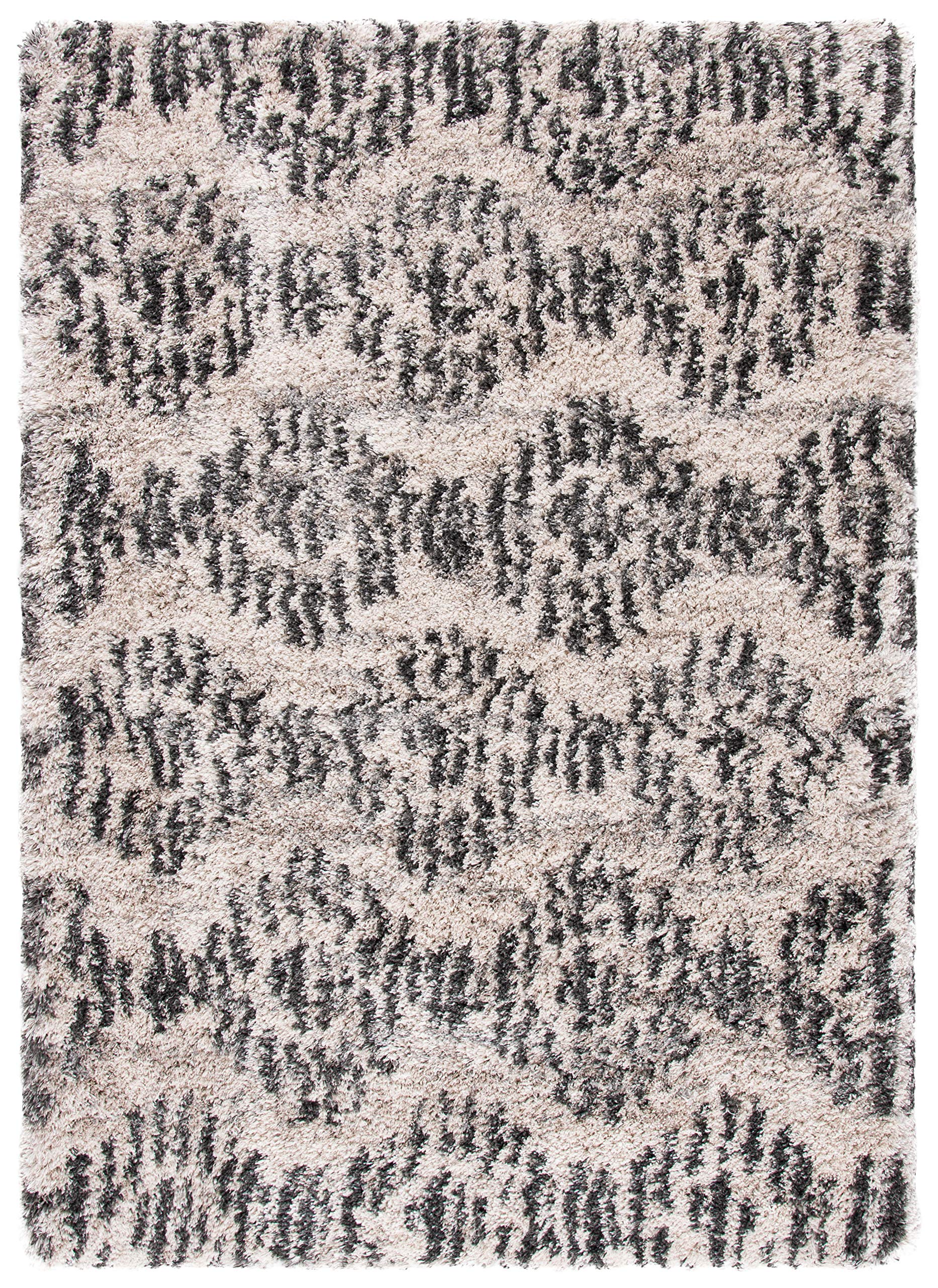 Iceland Shag Collection - Alfombra de área de 9 x 12 pies, color crema y gris, diseño moderno, no desprende pelusa y de fácil cuidado, 2.6 pulgadas de grosor, ideal para zonas de alto tráfico 2