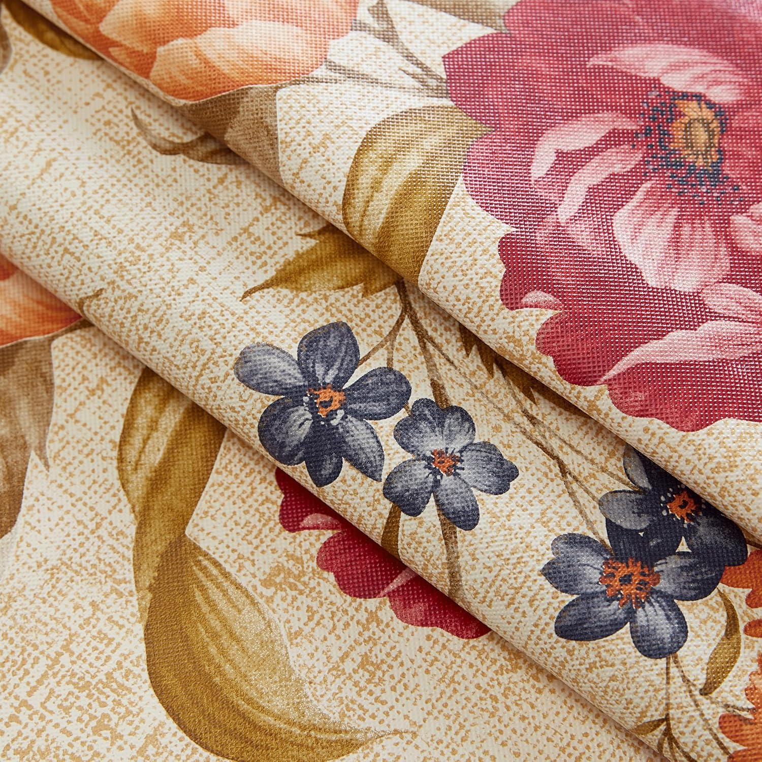 Newbridge Nicolette Multicolor Floral Vinyl Flannel Backed Tablecloth, Traditional Tapestry Flower Design, Easy Care Wipe Clean Indoor Outdoor Table Cover, 60 x 120 Inch Rectangle