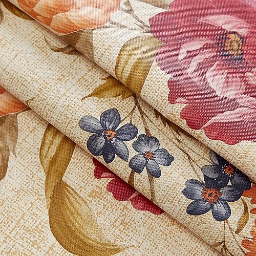 Miniatura 7 de Newbridge Nicolette - Mantel de vinilo floral multicolor con parte trasera de franela, diseño tradicional de flores, fácil cuidado, fácil de