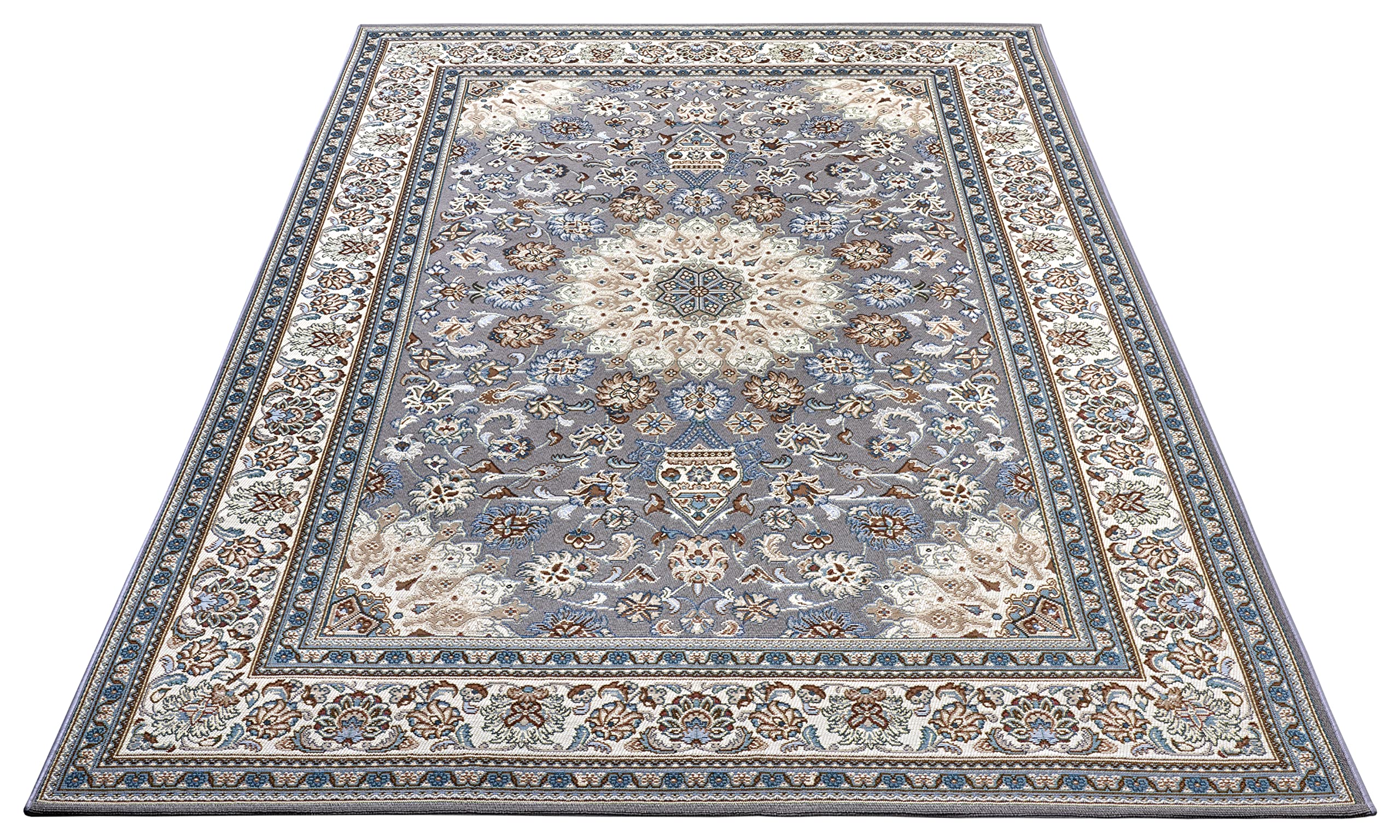 Hanse Home Kadi In- & Outdoor Teppich Orientalisch – Orient Flachgewebe, Orientalisches Design Klassisch, ÖKO-TEX Wetterfest & UV-beständig für Balkon, Terrasse, Garten – Grau Creme, 240x340cm
