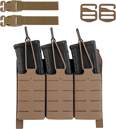Tactical Triple 556 - Bolsa para revistas con inserto Kydex, KTAR AR con solapa frontal para revistas, corte láser, MOLLE, portador militar