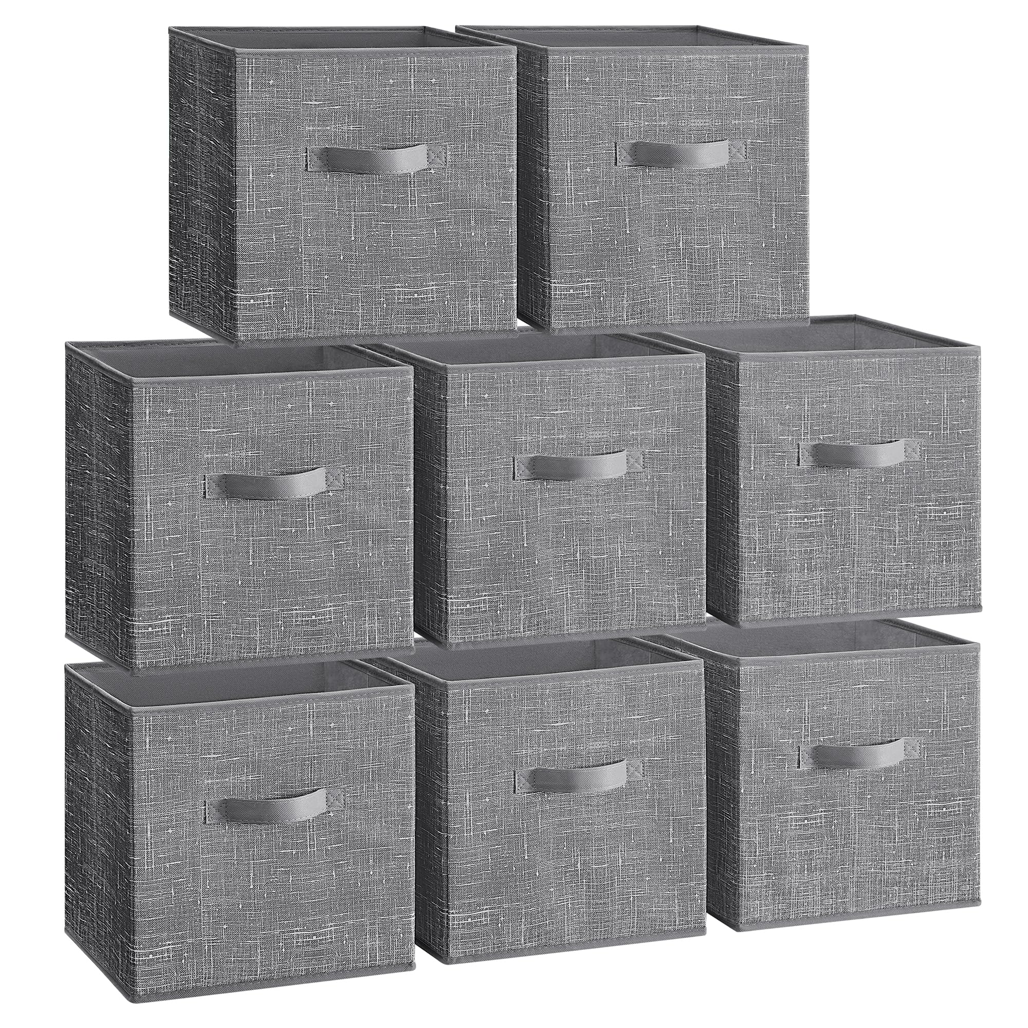 SONGMICS Aufbewahrungsbox, 8er Set, Ordnungsboxen aus Vliesstoff mit Griff，30 x 30 x 30 cm，grau meliert ROB830G01