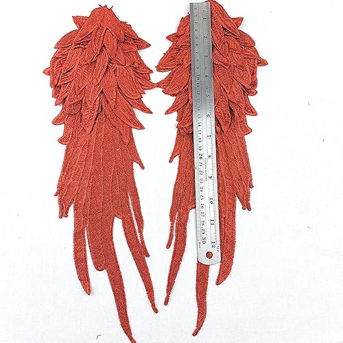 Miniatura 3 de Heyiwell 1 par de apliques de encaje de alas de ángel para coser para bodas, ropa de vestir, jeans, accesorio de bricolaje, grande, blanco