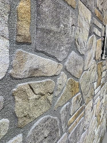 Miniatura 7 de Dundee Deco Paneles de pared 3D revestimiento de pared con aspecto de piedra de oro gris, revestimiento de espuma de poliestireno para aplicaciones