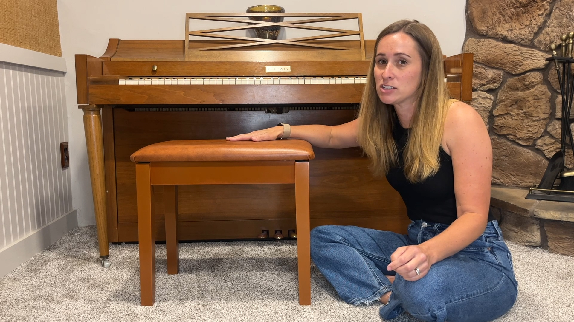 Amazon.com: AODSK Piano Stool, Solid Wood Frame, Padded Cushion