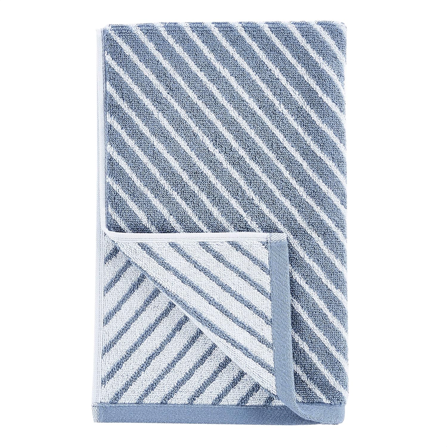Amazon Basics Reversible Diagonal Stripe Jacquard Hand Towel - 4-Pack, Clear Skies / True Blue