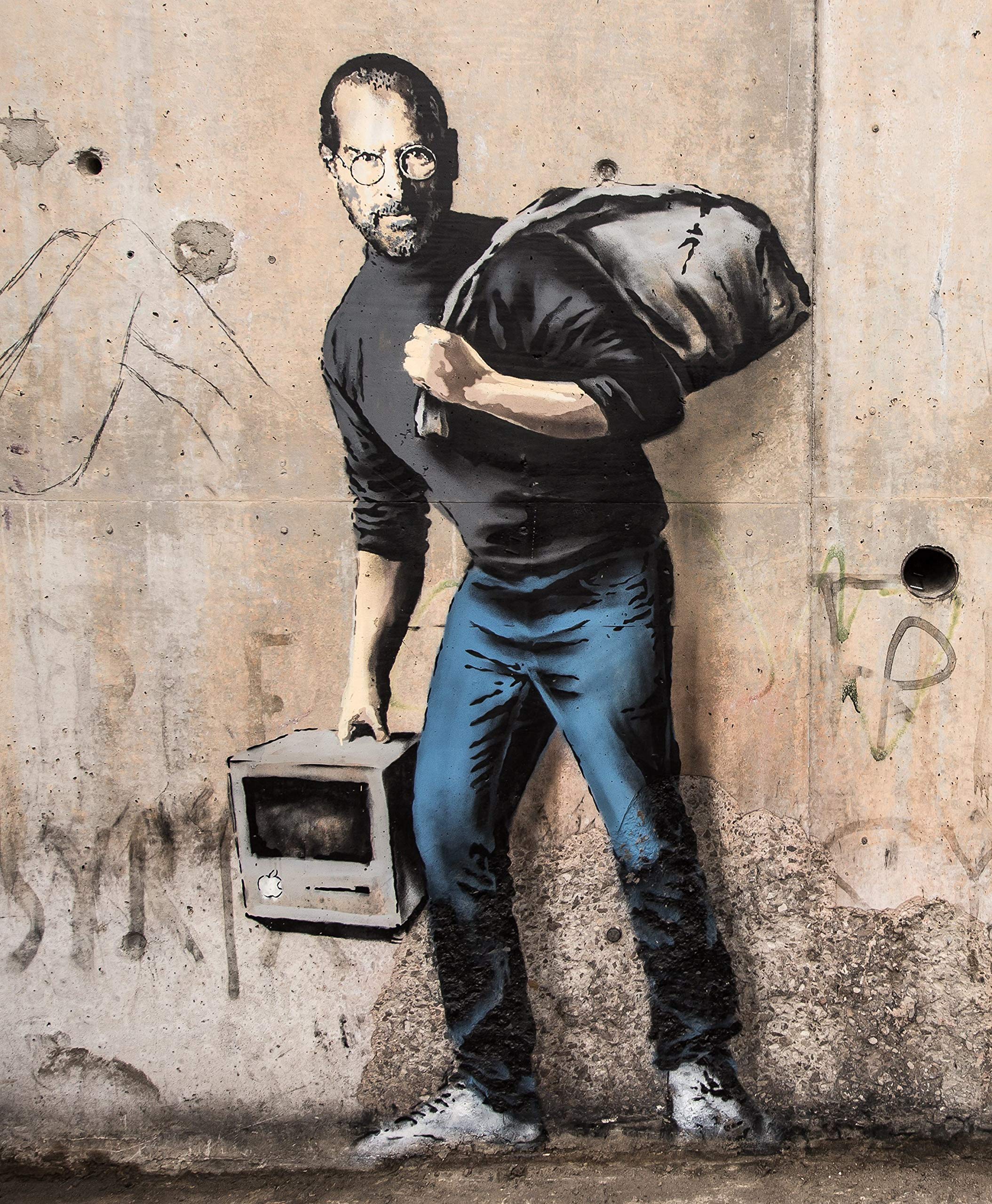 Amazon.co.jp: Banksy Steve Jobs Immigrant Graffiti キャンバス