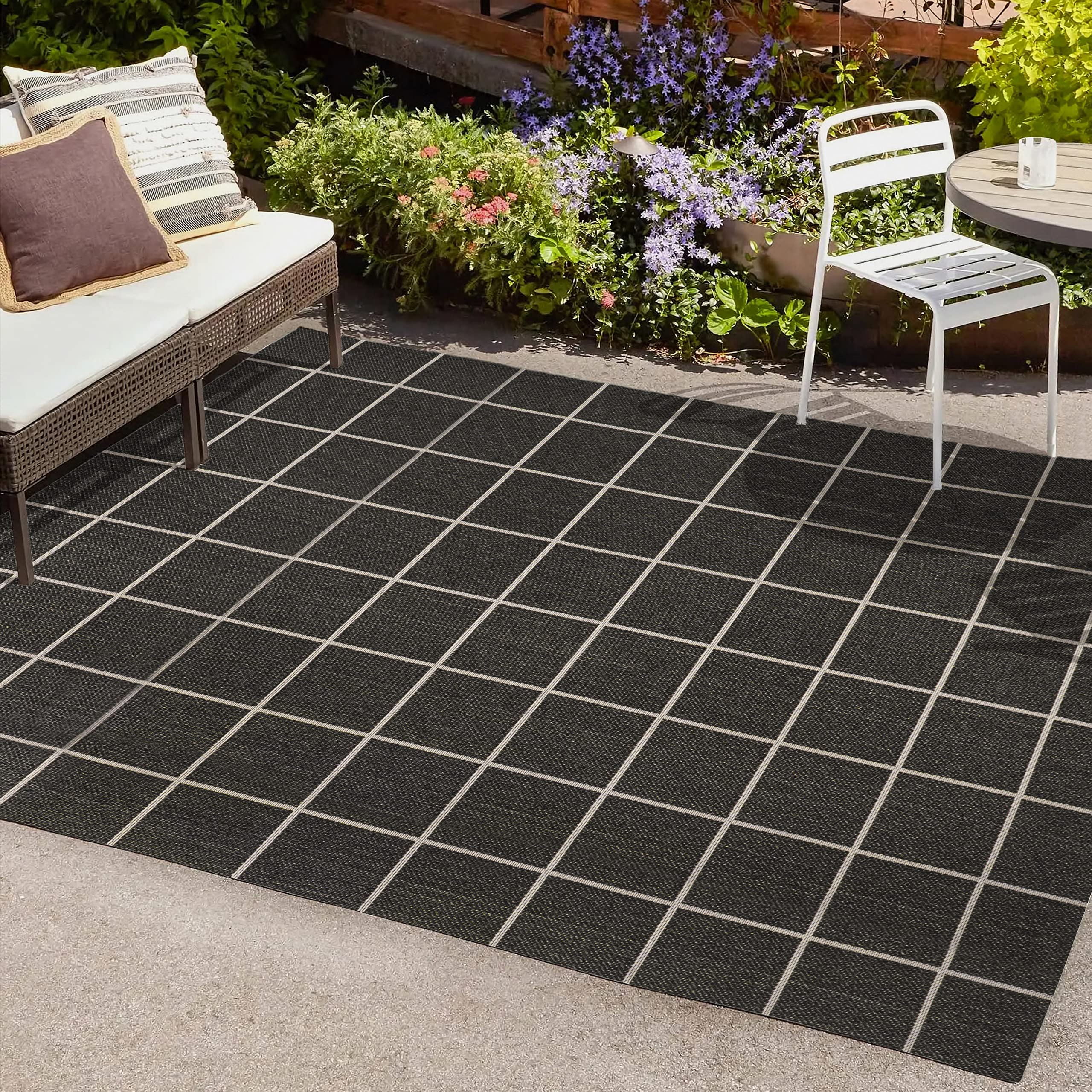 JONATHAN Y SMB200B-4 Grid Modern Squares Indoor Outdoor Modern ...