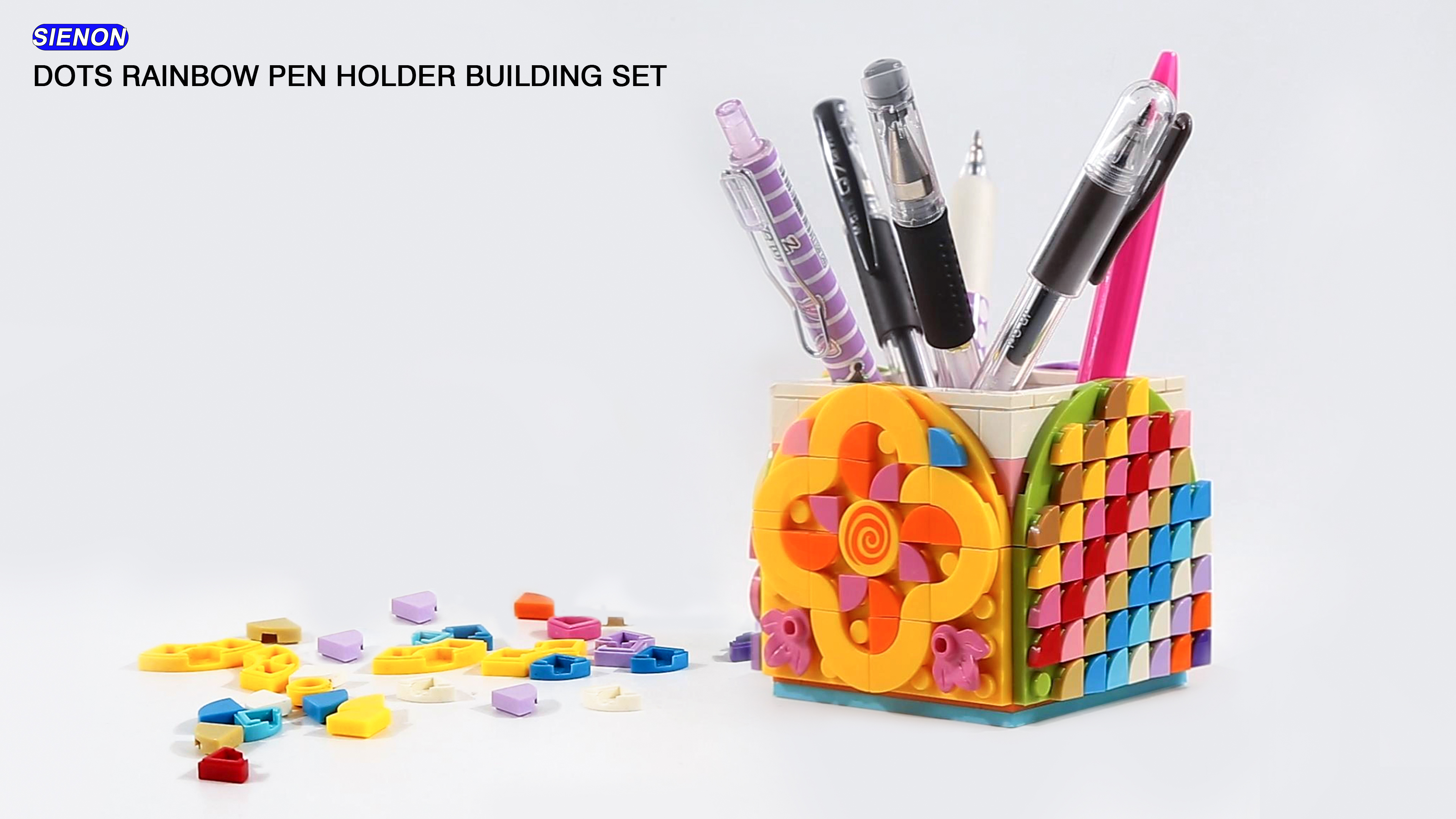 Amazon.com: SIENON Dots Rainbow Pencil Holder Building Blocks, DIY