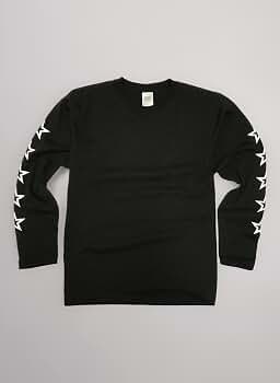 AFB ボーダー 長袖 カットソー 星柄 Mサイズ 袋付き Amazon | スター柄 ロンT 長袖 Tシャツ 黒 ブラック 星 (S) | Tシャツ