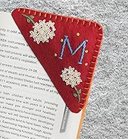 Vista 18 de Marcapáginas de esquina bordado a mano personalizado, lindo marcador de libro con flores, regalo de costura a mano para mujeres amantes de los Rojo