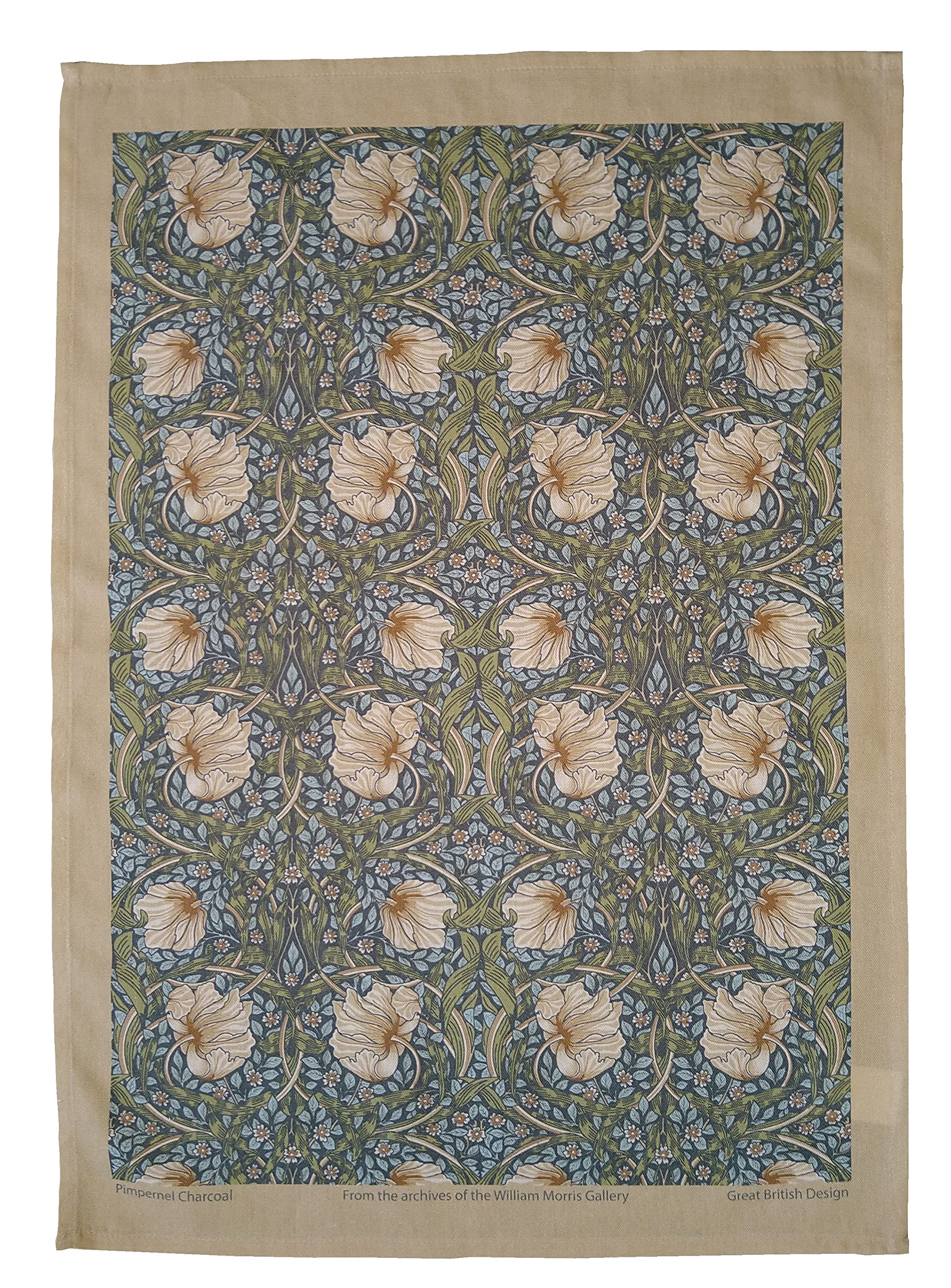 Charcoal 2 X 100% Cotton Pimpernel Kitchen Tea Towel In 50Cm X 70Cm William Morris Gallery