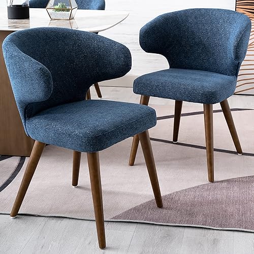 RIVOVA Juego de 2 sillones tapizados de terciopelo, de mediados de siglo, modernas, para cocina, comedor, patas de metal dorado, color blanco