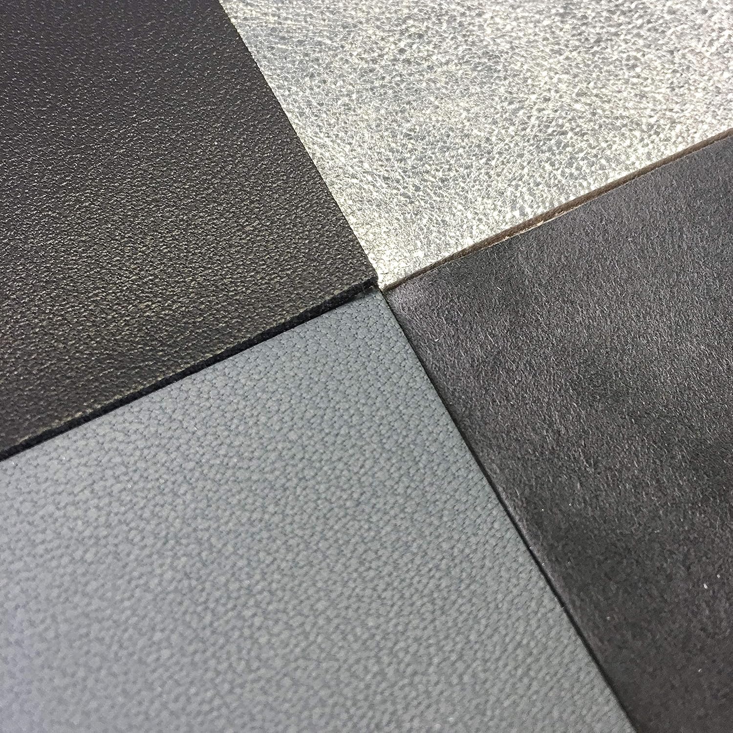 Gray Leather Fabric for Crafts: 4 Sheepskin Sheets of Gray with Silver Leather Hides 5x5In/12x12cm