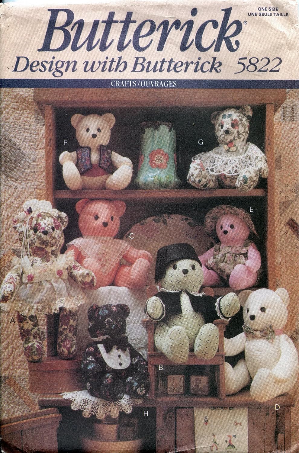 Butterick Pattern 5822 Stuffed Bears and Accessories