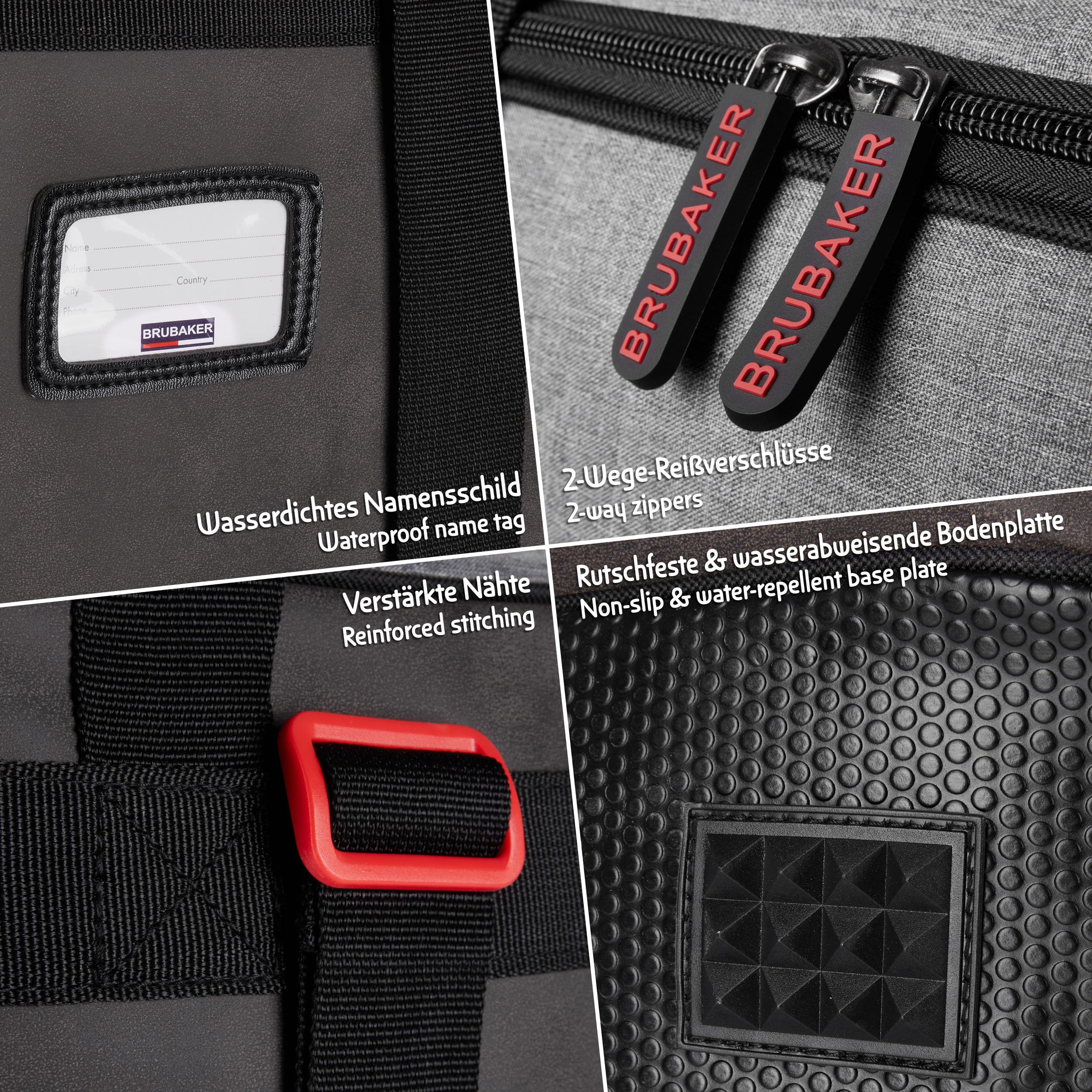 BRUBAKER Set de Ski 'Carver Performance' - Housse à Skis et Sac à Chaussures de Ski pour 1 Paire de Skis + bâtons + Chaussures + Casque - Noir/Gris chiné