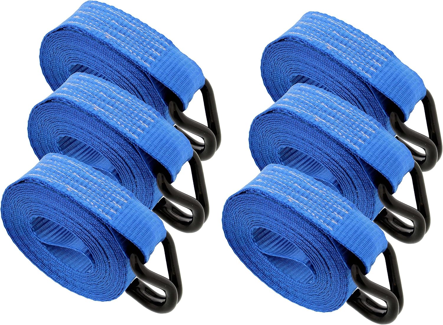 ABN Ratchet Anchor Cargo Tie Down Straps, 1.5in x 15ft, 2-Ton Capacity – Heavy Duty J-Hook Ratcheting Kit 6-Pack