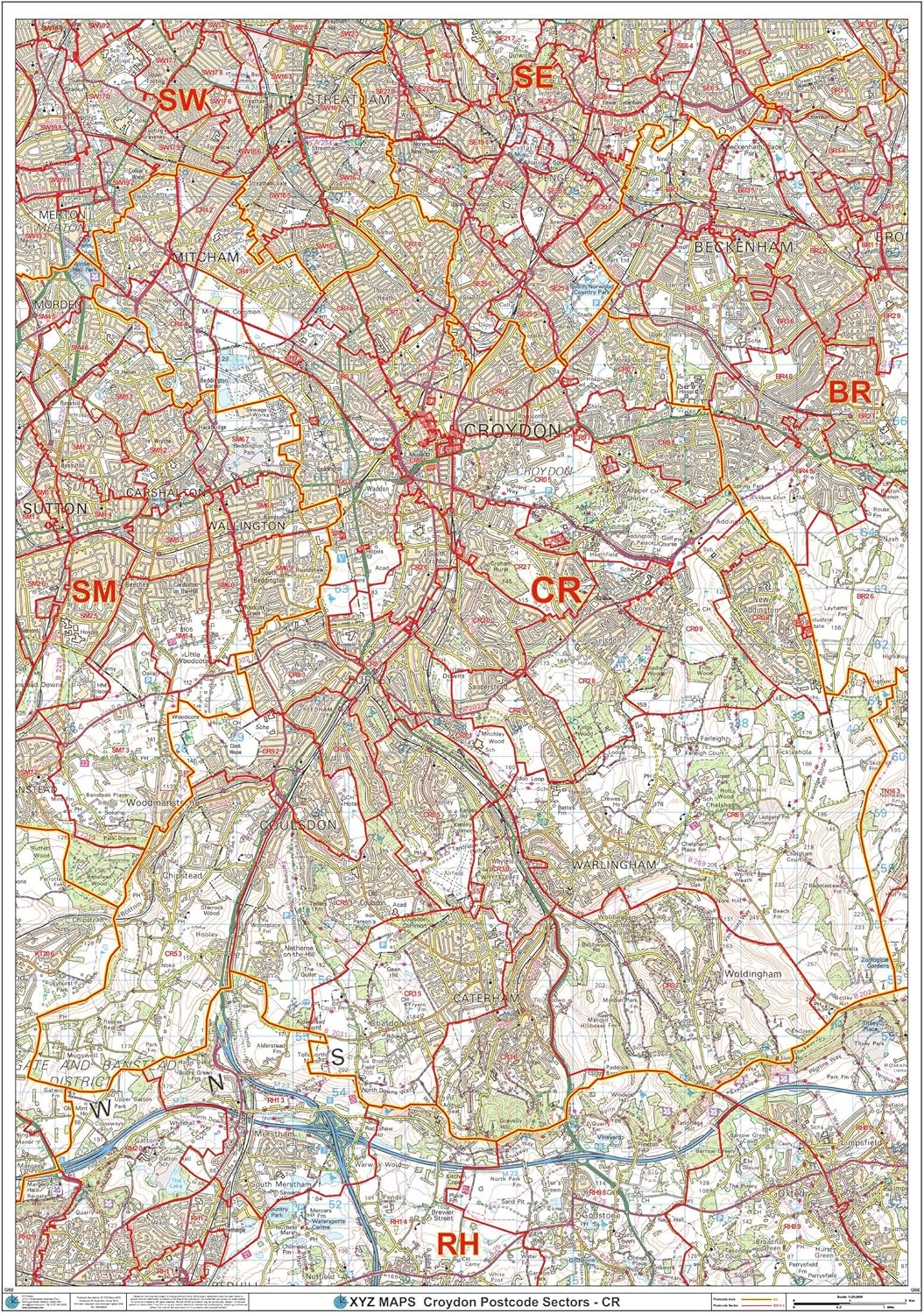 Croydon - CR - Postcode Wall Map - 33.25