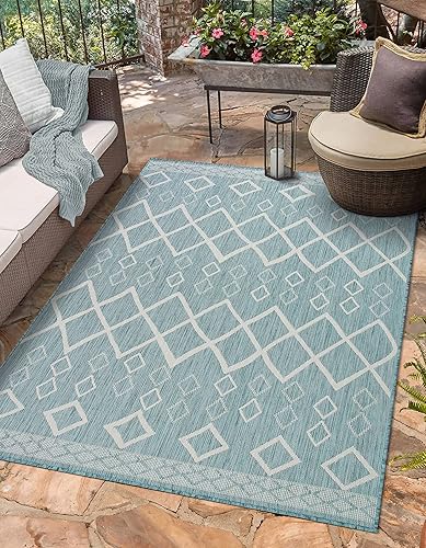 Vista 185 de Adiva Rugs - Alfombra para interior y exterior, tapete fácil de limpiar, resistente a la intemperie y las manchas, para comedor, patio, terraza